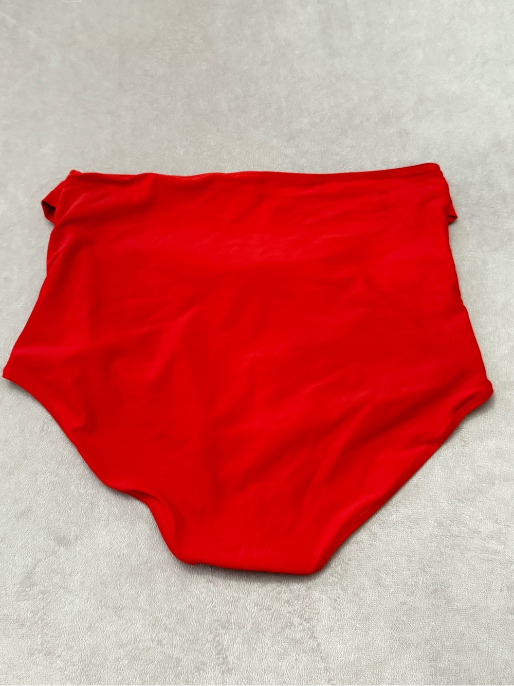Women’s XL Two Piece Bikini Swimsuit Red High Waist Stripe Halter Bathing Suit - Picture 6 of 9